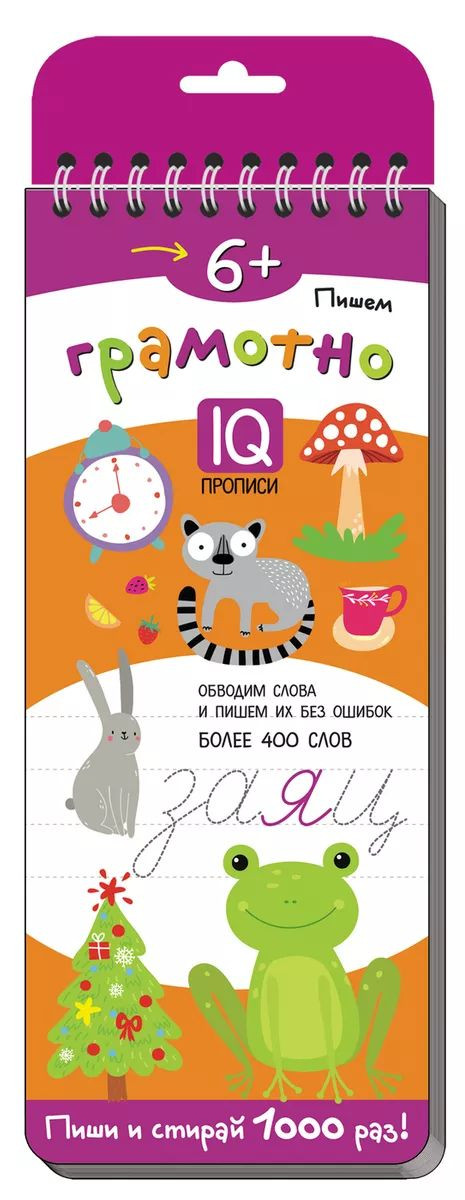 Многоразовые прописи на пружинке. Пишем грамотно. Более 400 слов 6+