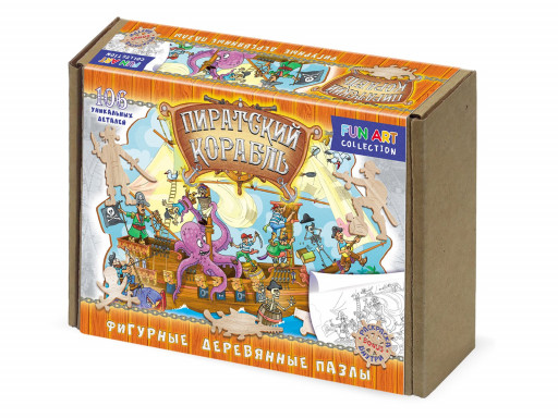 Фигурный деревянный пазл &quot;Пиратский корабль&quot;