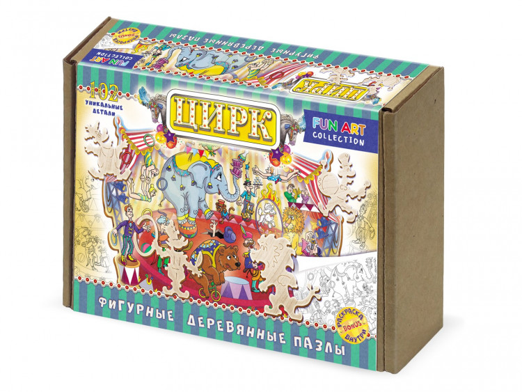 Фигурный деревянный пазл "Цирк"