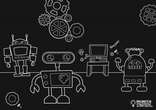 Коврик-раскраска для мелков &quot;Роботы&quot;