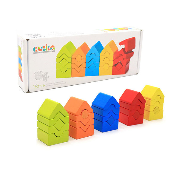 Деревянная пирамидка "Домики"